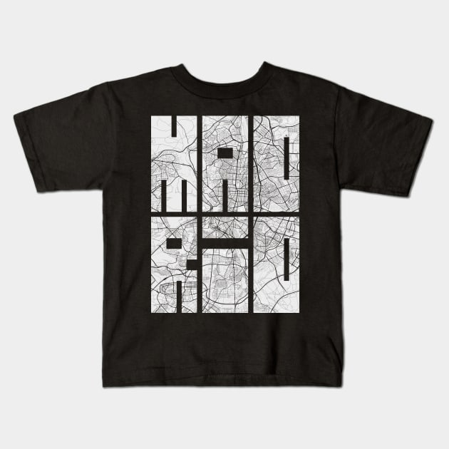 Madrid, Spain City Map Typography - Light Kids T-Shirt by deMAP Studio